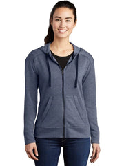 Sport-Tek Ladies PosiCharge Tri-Blend Wicking Fleece Full-Zip Hooded Jacket with custom logo embroidery