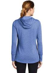 Sport-Tek Ladies PosiCharge Tri-Blend Wicking Fleece Hooded Pullover with custom logo embroidery