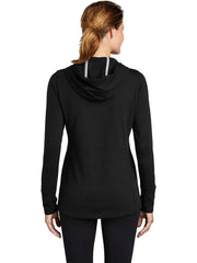 Sport-Tek Ladies PosiCharge Tri-Blend Wicking Fleece Hooded Pullover with custom logo embroidery