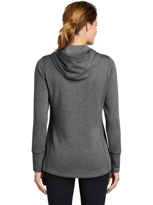 Sport-Tek Ladies PosiCharge Tri-Blend Wicking Fleece Hooded Pullover with custom logo embroidery