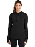Sport-Tek Ladies PosiCharge Tri-Blend Wicking Fleece Hooded Pullover with custom logo embroidery
