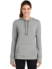 Sport-Tek Ladies PosiCharge Tri-Blend Wicking Fleece Hooded Pullover with custom logo embroidery