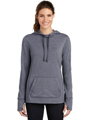 Sport-Tek Ladies PosiCharge Tri-Blend Wicking Fleece Hooded Pullover with custom logo embroidery