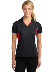 Sport-Tek Ladies Side Blocked Micropique Sport-Wick Polo with custom logo embroidery