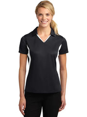Sport-Tek Ladies Side Blocked Micropique Sport-Wick Polo with custom logo embroidery