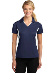 Sport-Tek Ladies Side Blocked Micropique Sport-Wick Polo with custom logo embroidery