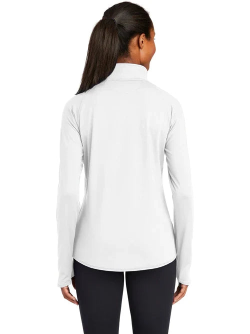 Sport-Tek Ladies Sport-Wick Stretch 1/4-Zip Pullover with custom logo embroidery