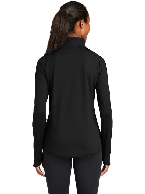 Sport-Tek Ladies Sport-Wick Stretch 1/4-Zip Pullover with custom logo embroidery
