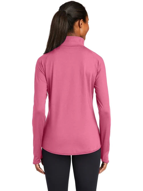Sport-Tek Ladies Sport-Wick Stretch 1/4-Zip Pullover with custom logo embroidery