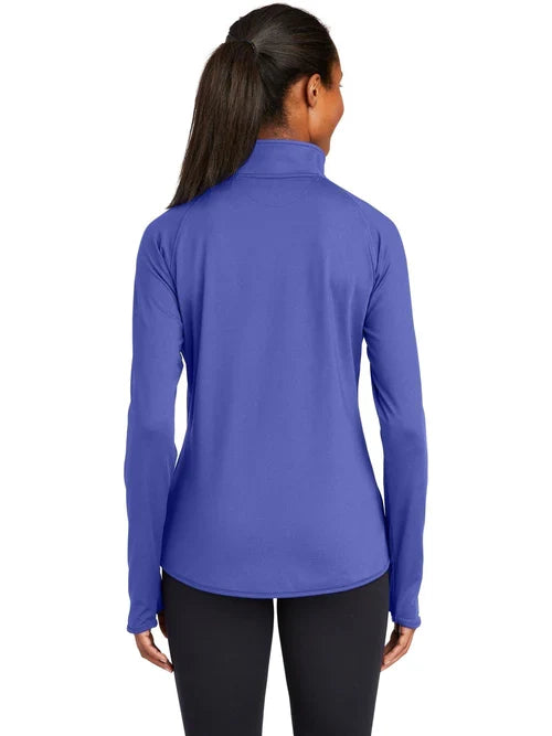 Sport-Tek Ladies Sport-Wick Stretch 1/4-Zip Pullover with custom logo embroidery
