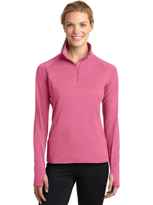 Sport-Tek Ladies Sport-Wick Stretch 1/4-Zip Pullover with custom logo embroidery