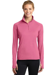Sport-Tek Ladies Sport-Wick Stretch 1/4-Zip Pullover with custom logo embroidery