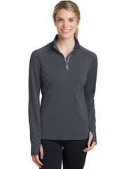 Sport-Tek Women's Sport-Wick Textured 1/4-Zip Pullover with custom logo embroidery