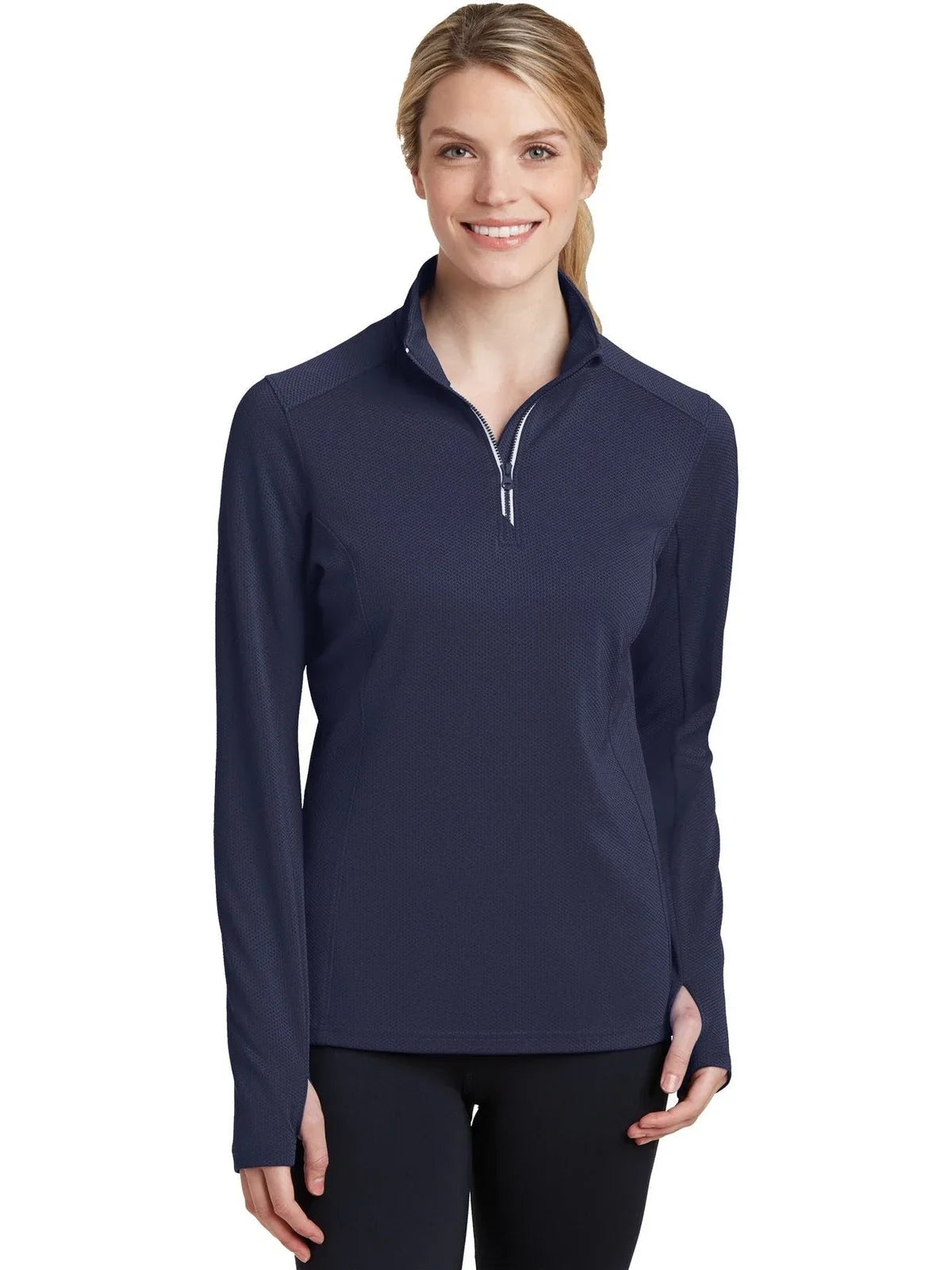 Sport-Tek Women's Sport-Wick Textured 1/4-Zip Pullover with custom logo embroidery