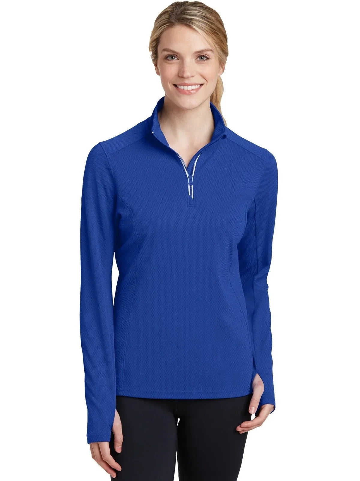 Sport-Tek Women's Sport-Wick Textured 1/4-Zip Pullover with custom logo embroidery