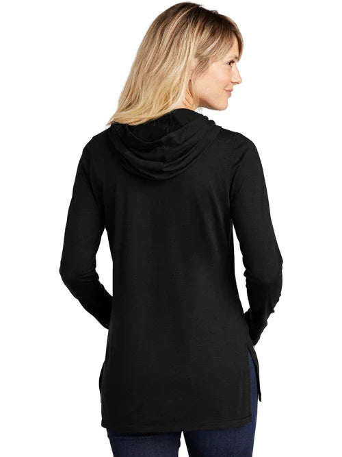 Sport-Tek Ladies PosiCharge Tri-Blend Wicking Long Sleeve Hoodie with custom logo embroidery