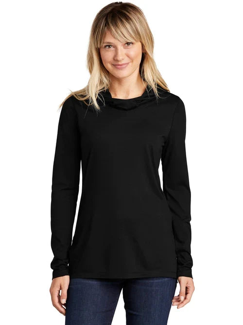 Sport-Tek Ladies PosiCharge Tri-Blend Wicking Long Sleeve Hoodie with custom logo embroidery