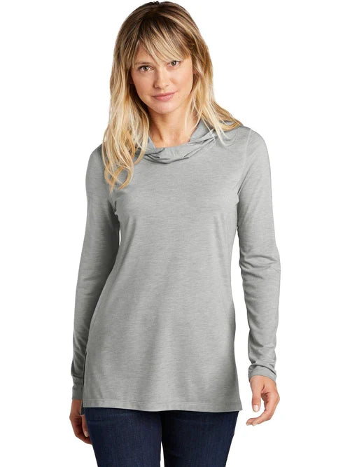 Sport-Tek Ladies PosiCharge Tri-Blend Wicking Long Sleeve Hoodie with custom logo embroidery