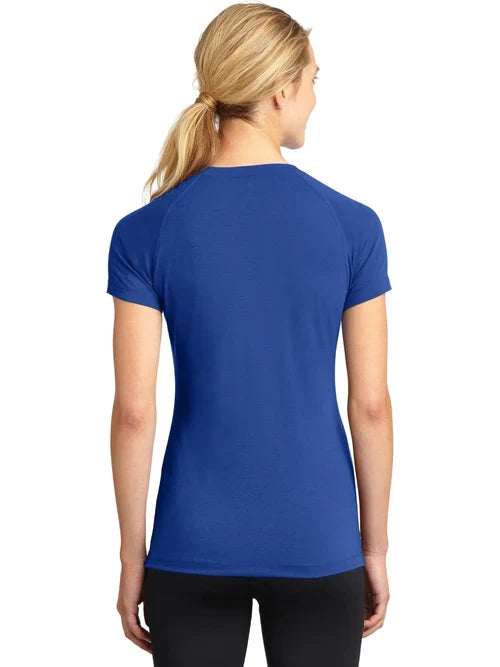 Sport-Tek Ladies Ultimate Performance V-Neck with custom logo embroidery