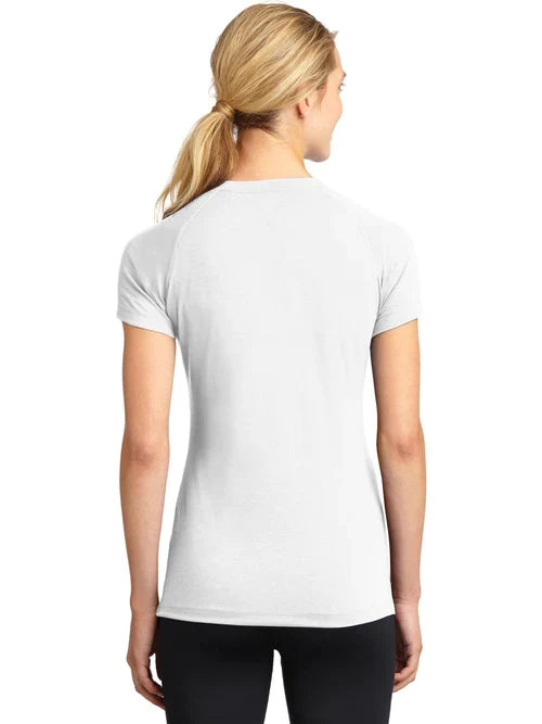Sport-Tek Ladies Ultimate Performance V-Neck with custom logo embroidery
