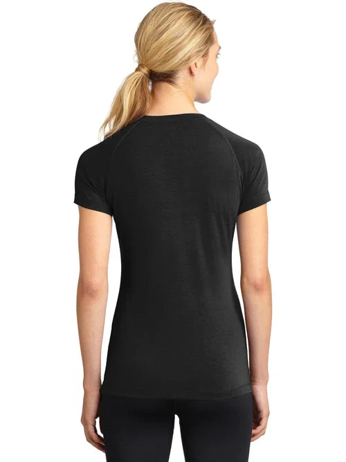 Sport-Tek Ladies Ultimate Performance V-Neck with custom logo embroidery