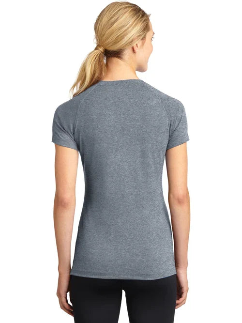 Sport-Tek Ladies Ultimate Performance V-Neck with custom logo embroidery