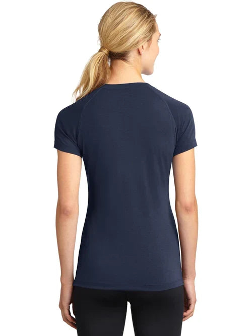 Sport-Tek Ladies Ultimate Performance V-Neck with custom logo embroidery