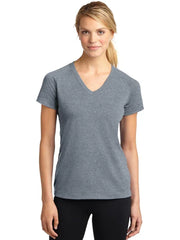 Sport-Tek Ladies Ultimate Performance V-Neck with custom logo embroidery
