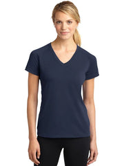 Sport-Tek Ladies Ultimate Performance V-Neck with custom logo embroidery