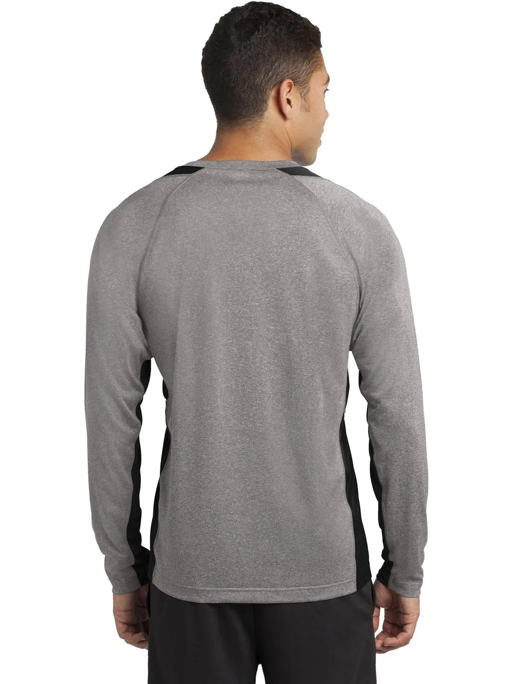 Sport-Tek Long Sleeve Heather Colorblock Contender Tee with custom logo embroidery