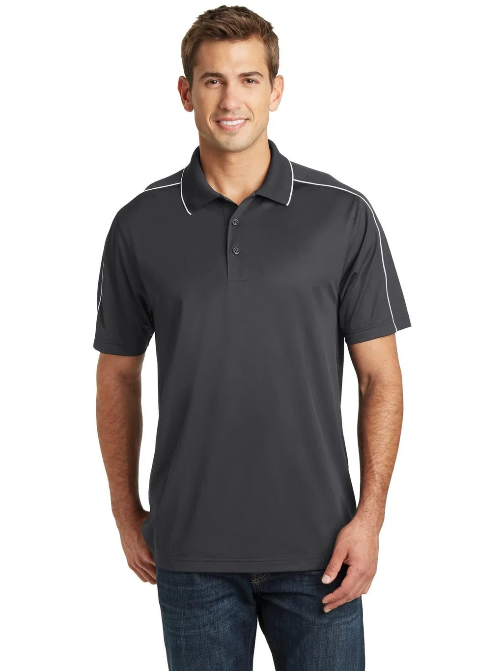 Sport-Tek Micropique Sport-Wick Piped Polo with custom logo embroidery