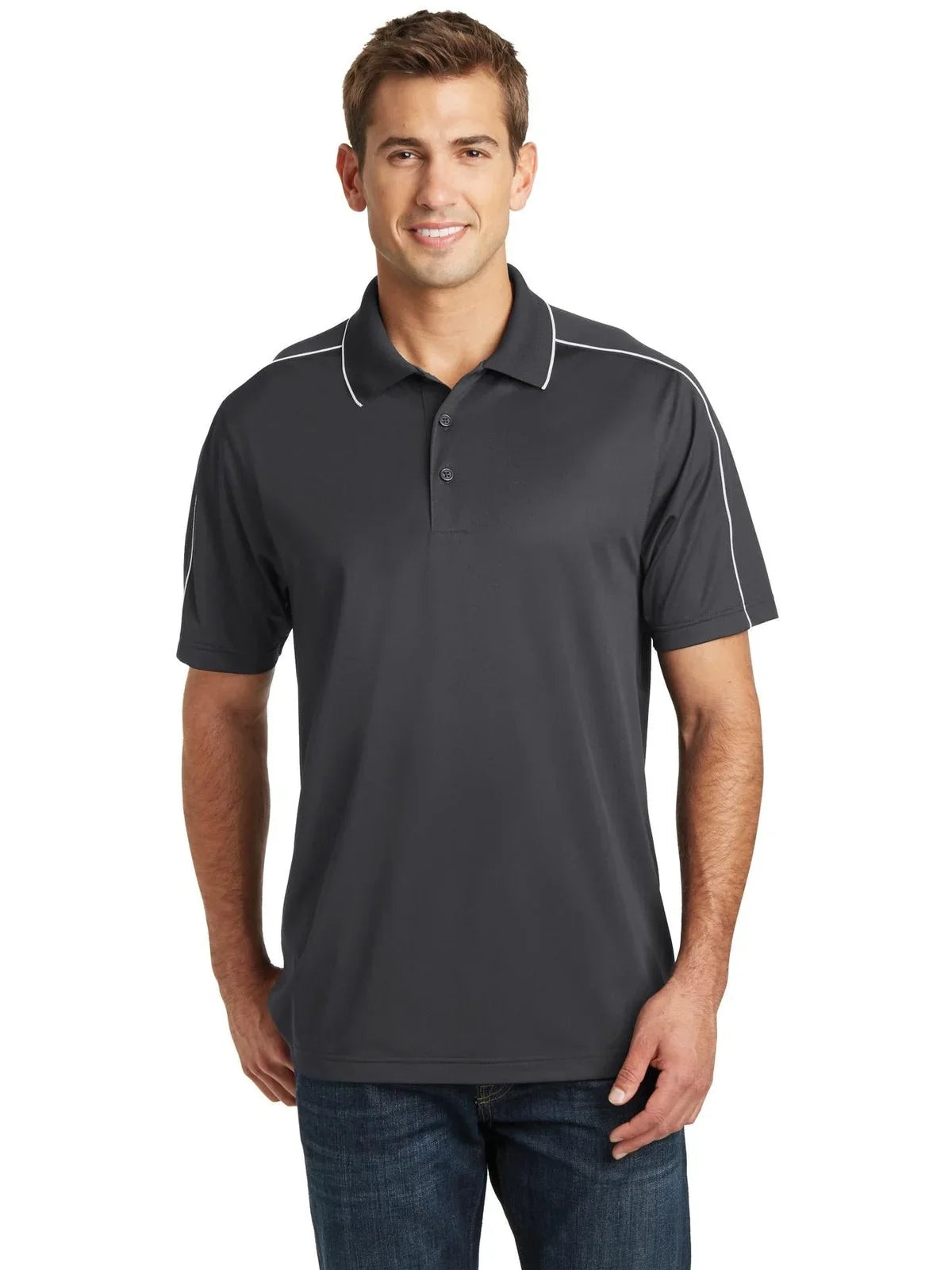 Sport-Tek Micropique Sport-Wick Piped Polo with custom logo embroidery