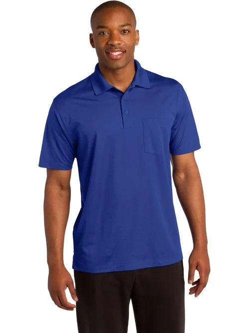 Sport-Tek Micropique Sport-Wick Pocket Polo with custom logo embroidery