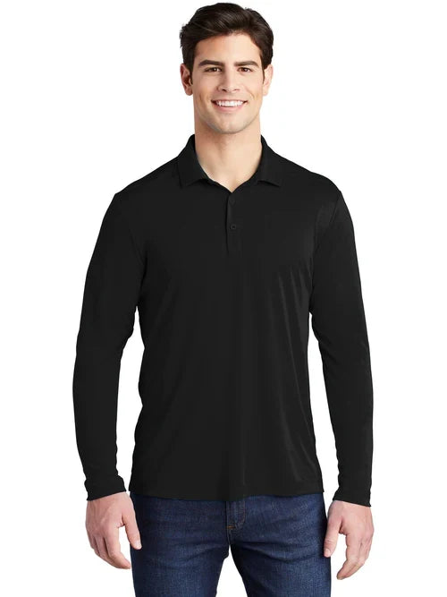 Sport-Tek Posi-UV Pro Long Sleeve Polo with custom logo embroidery