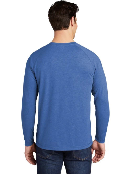 Sport-Tek PosiCharge Long Sleeve Tri-Blend Wicking Raglan Tee with custom logo embroidery