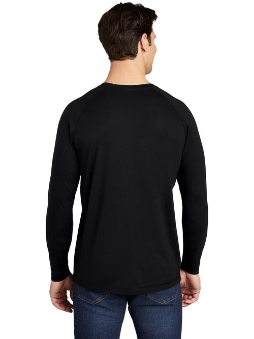Sport-Tek PosiCharge Long Sleeve Tri-Blend Wicking Raglan Tee with custom logo embroidery