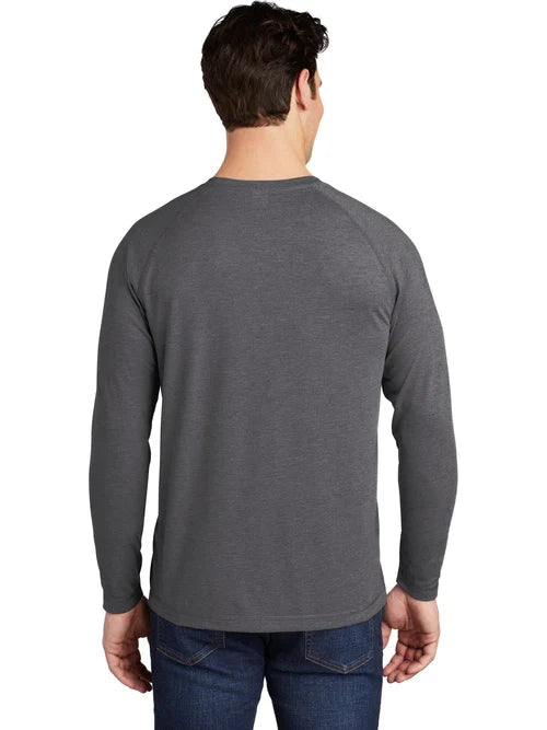 Sport-Tek PosiCharge Long Sleeve Tri-Blend Wicking Raglan Tee with custom logo embroidery