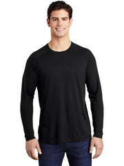 Sport-Tek PosiCharge Long Sleeve Tri-Blend Wicking Raglan Tee with custom logo embroidery