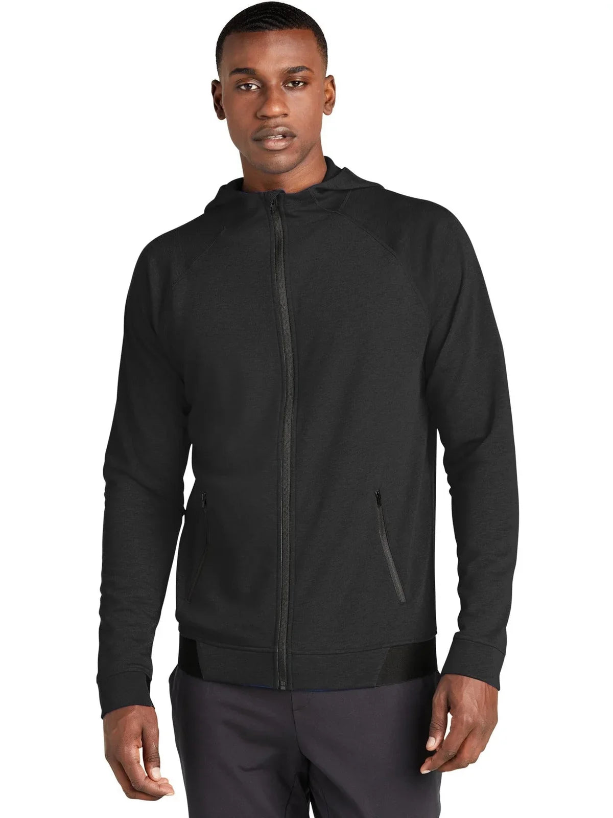 Sport-Tek PosiCharge Strive Hooded Full-Zip with custom logo embroidery