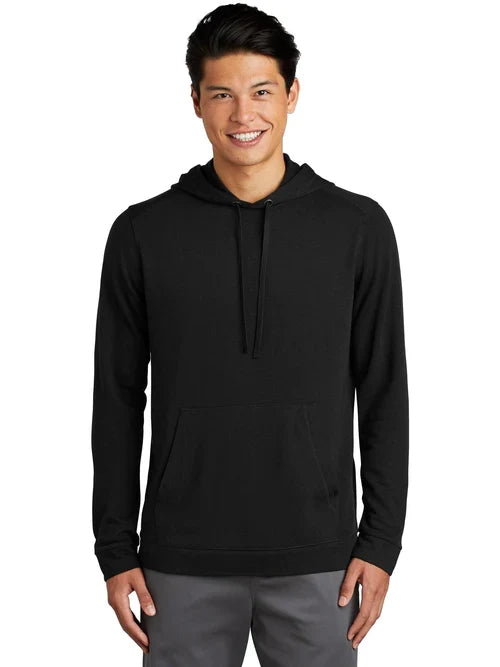 Sport-Tek PosiCharge Tri-Blend Wicking Fleece Hooded Pullover with custom logo embroidery