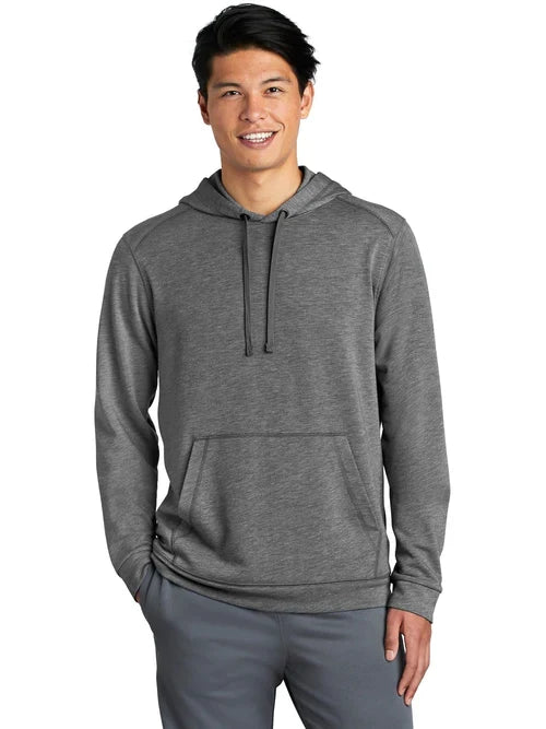 Sport-Tek PosiCharge Tri-Blend Wicking Fleece Hooded Pullover with custom logo embroidery