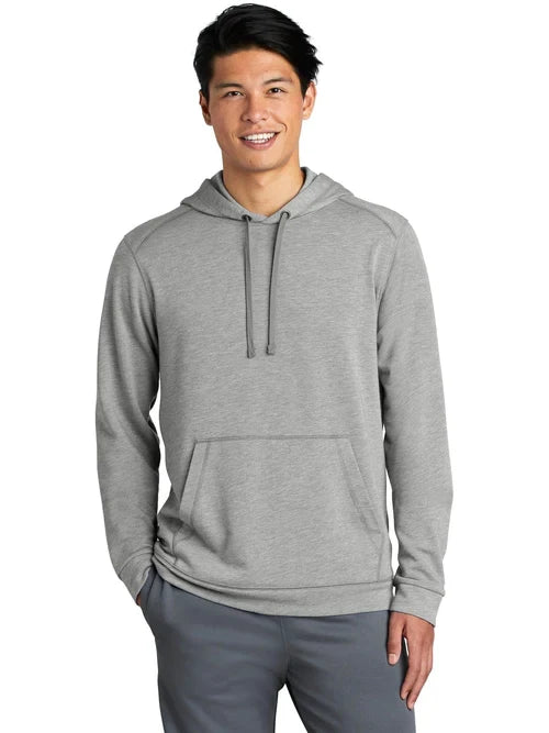 Sport-Tek PosiCharge Tri-Blend Wicking Fleece Hooded Pullover with custom logo embroidery