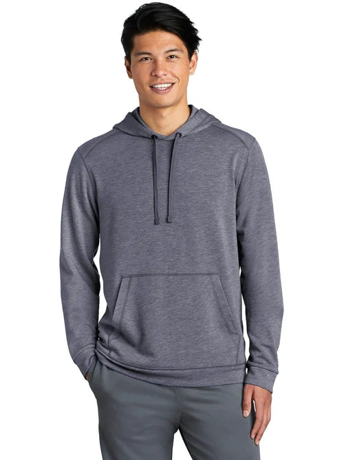 Sport-Tek PosiCharge Tri-Blend Wicking Fleece Hooded Pullover with custom logo embroidery