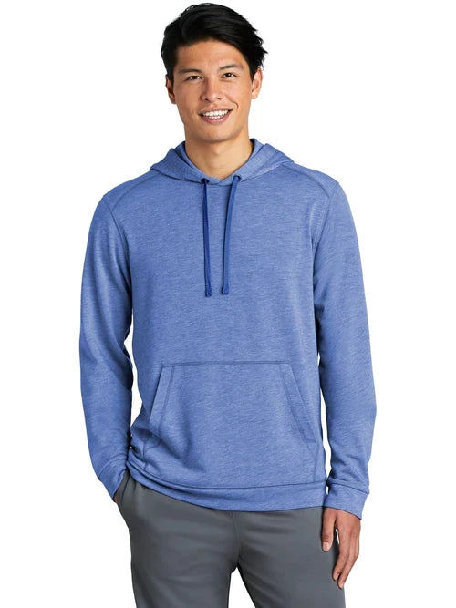 Sport-Tek PosiCharge Tri-Blend Wicking Fleece Hooded Pullover with custom logo embroidery