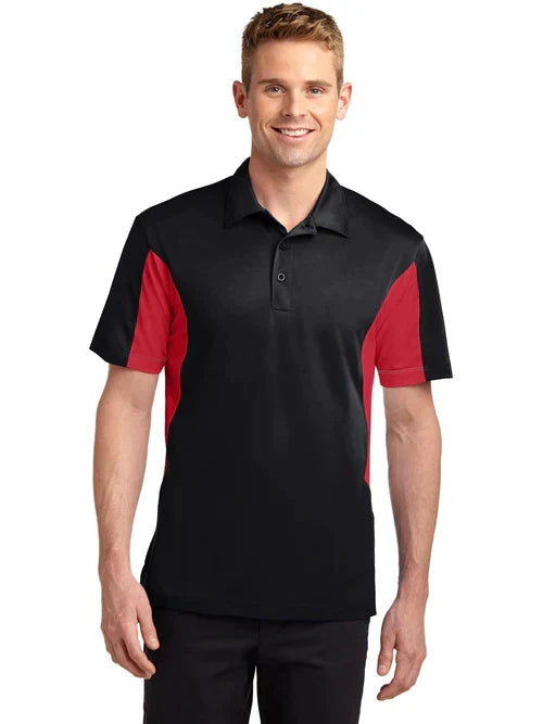 Sport-Tek Tall Side Blocked Micropique Sport-Wick Polo with custom logo embroidery