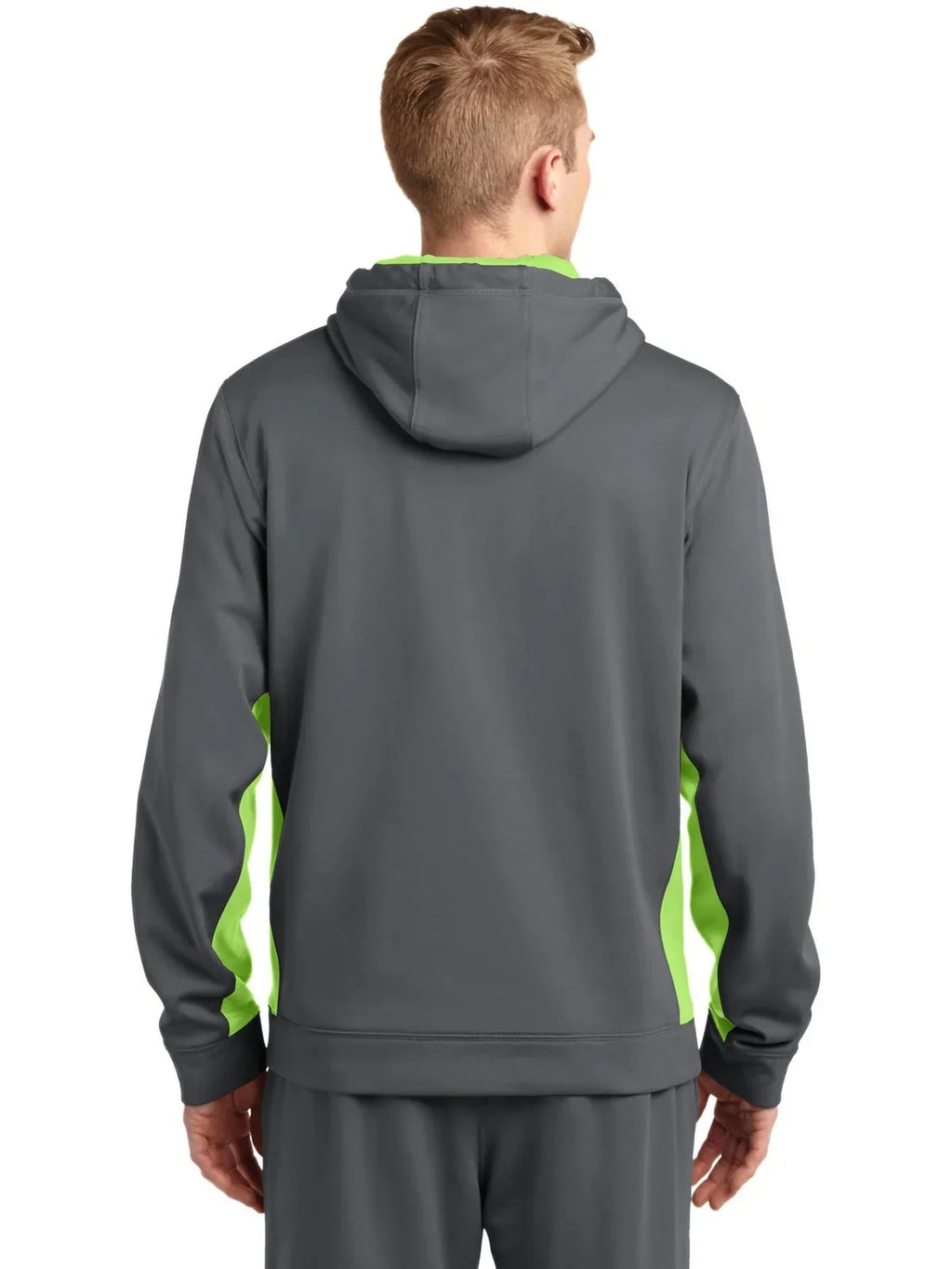 Sport-Tek Sport-Wick Fleece Colorblock Hooded Pullover with custom logo embroidery