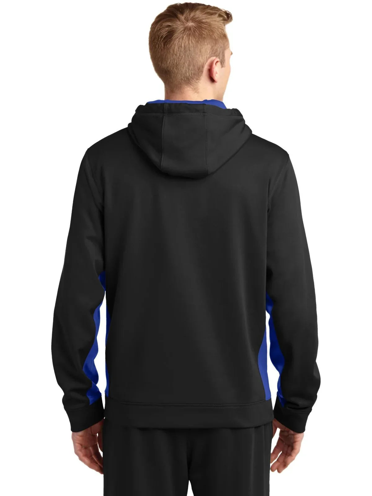 Sport-Tek Sport-Wick Fleece Colorblock Hooded Pullover with custom logo embroidery