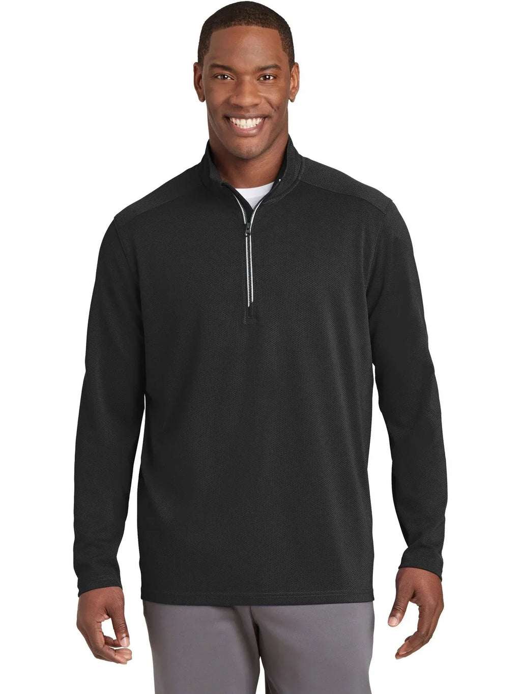 Sport-Tek Sport-Wick Textured 1/4-Zip Pullover with custom logo embroidery