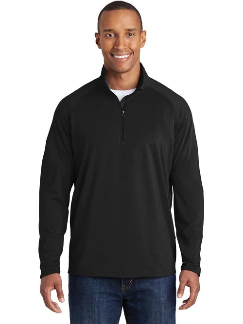 Sport-Tek Tall Sport-Wick Stretch 1/4-Zip Pullover with custom logo embroidery