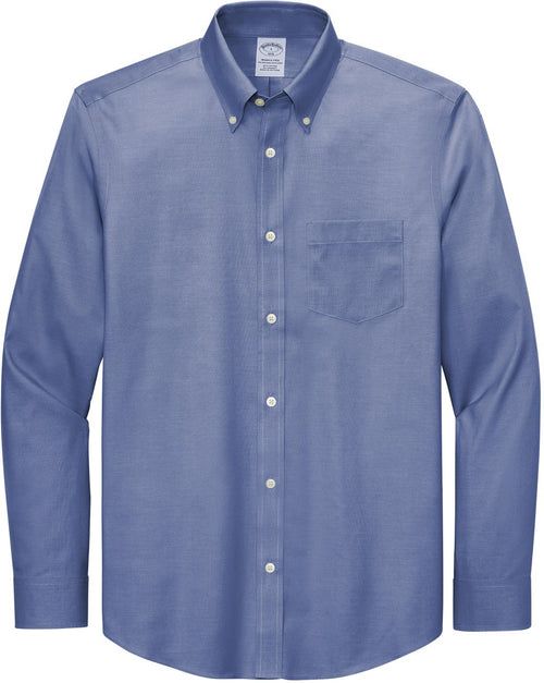 Brooks Brothers Tall Wrinkle-Free Stretch Pinpoint Shirt with custom logo embroidery